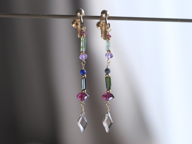 hátíð earring天然石ロングピアス＆イヤリング スモーキークォーツ