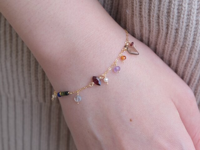hátíð bracelet 天然石チェーンブレスレット スモーキークォーツ