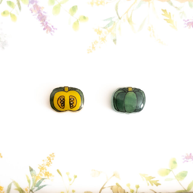 ～小さなピアスシリーズ～南瓜のピアス/ノンホールピアス(樹脂イヤリング)