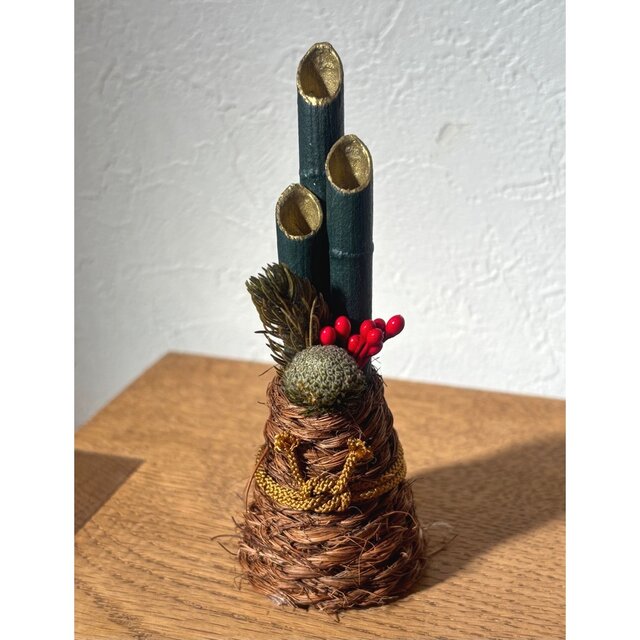 お正月飾り【シュロ縄門松　コンパクト　1本】置物　ドライフラワー　上品　シンプル　縁起物　正月 おしゃれ