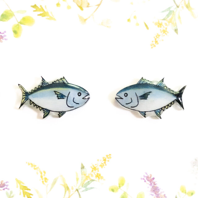～小さなピアスシリーズ～本マグロのピアス/ノンホールピアス(樹脂イヤリング)