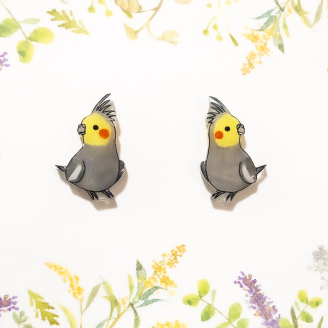 ～小さなピアスシリーズ～オカメインコ(B)ピアス/ノンホールピアス(樹脂イヤリング)