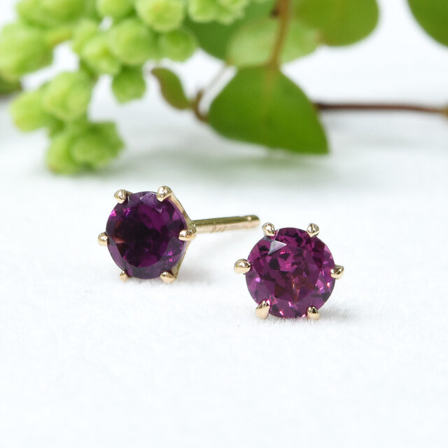 K18 ロードライト ガーネット ピアス CL032CIBSN