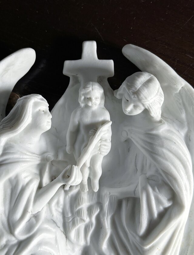 ベニティエ 聖水盤 イエス 天使 ビスク フランス アンティーク 0502239