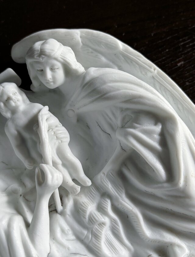 ベニティエ 聖水盤 イエス 天使 ビスク フランス アンティーク 0502239