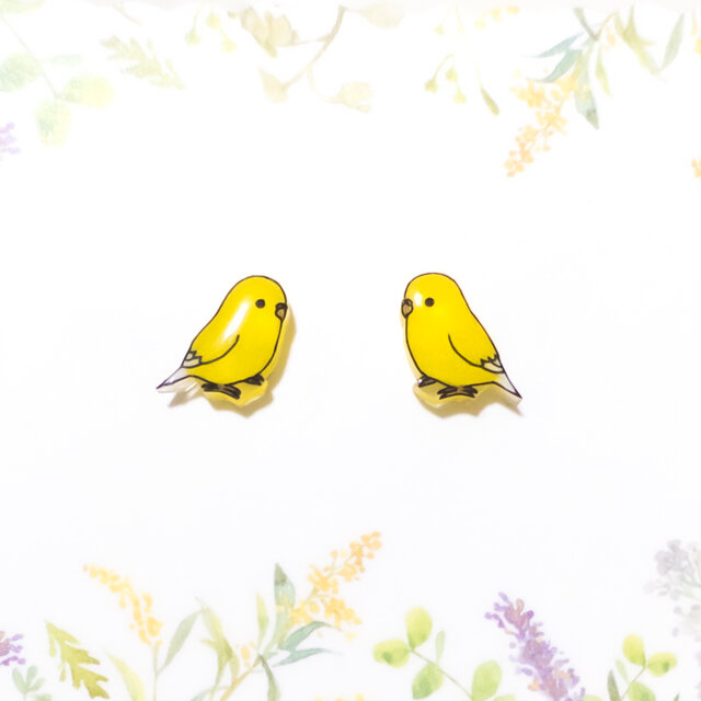 ～小さなピアスシリーズ～セキセイインコ(C)ピアス/ノンホールピアス(樹脂イヤリング)