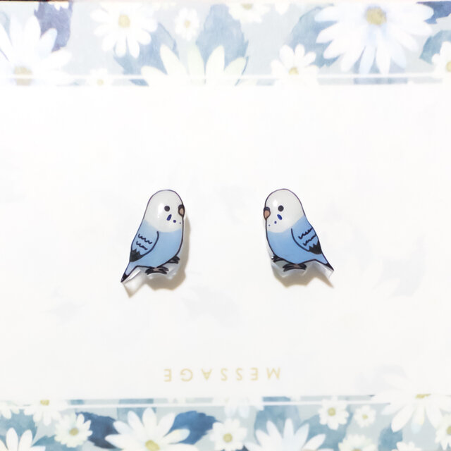 ～小さなピアスシリーズ～セキセイインコ(C)ピアス/ノンホールピアス(樹脂イヤリング)