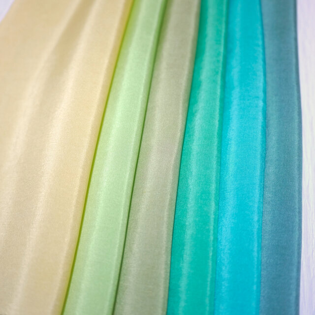 C-44）正絹胴裏（着物の裏地）　手染め　6色6枚　はぎれセット　グリーン系　つまみ細工用布