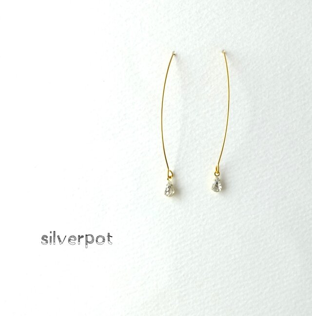 【SALE】ひとつぶキラリのフープピアス（パーツ変更可能）