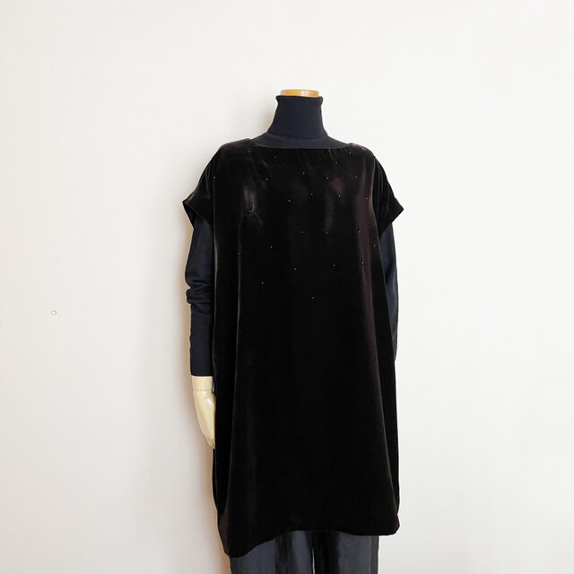 ベルベット・ボートネック・チュニックワンピース