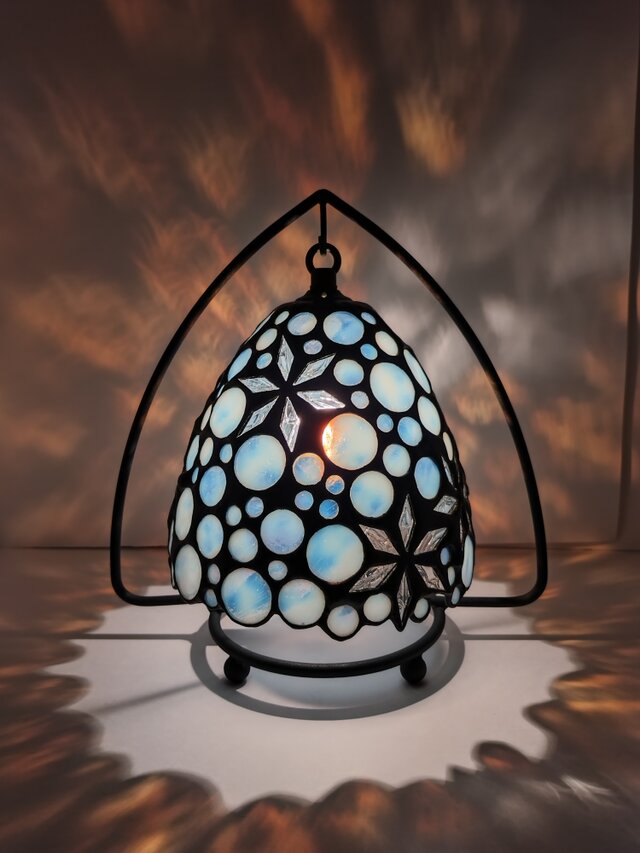 ステンドグラスランプ『ゆき』