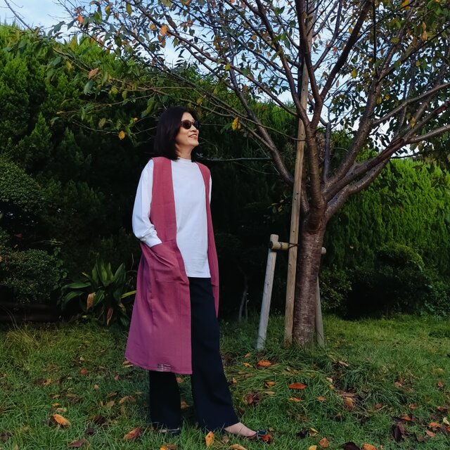 ロングジレ_着物をリメイクしたロングシルエットのお供に！ユニセックス！　（01664）