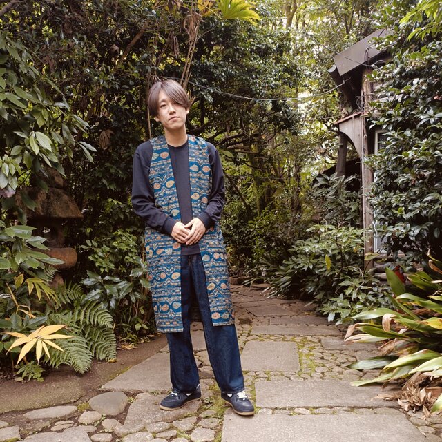 ロングジレ_着物をリメイクしたロングシルエットのお供に！ユニセックス！　（01669）