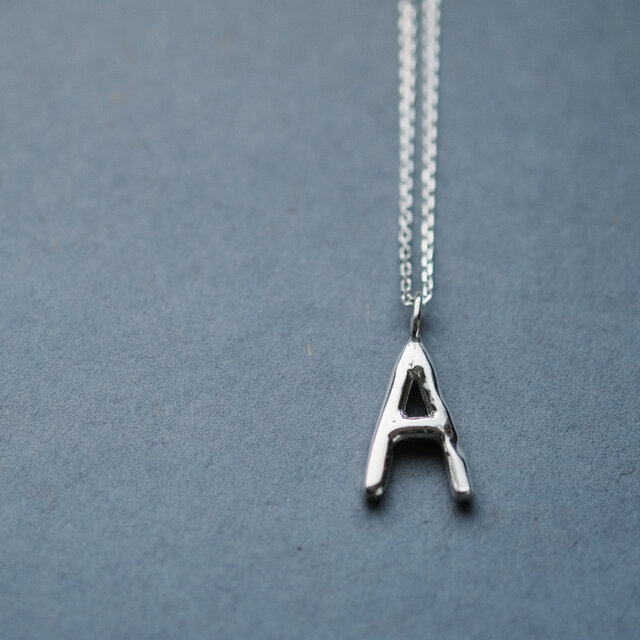 A) 手書き風 イニシャル アルファベット ネックレス シルバー925 メンズ ユニセックス