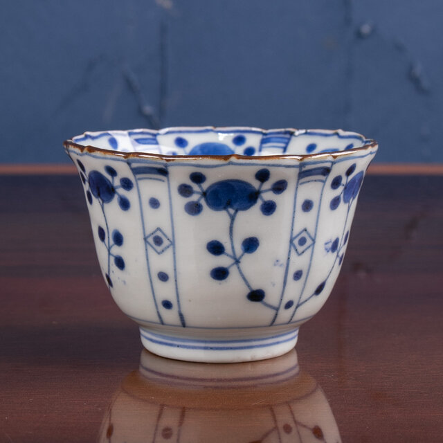 古伊万里 染付 芙蓉手草花文 小鉢 江戸後期 E2096 | iichi 日々の