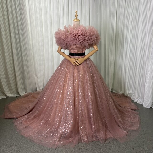 セール❗美品  カラードレス  ピンク  チュール 送料込み サイズオーダー チュールドレスくすみピンク カラードレス 二次会