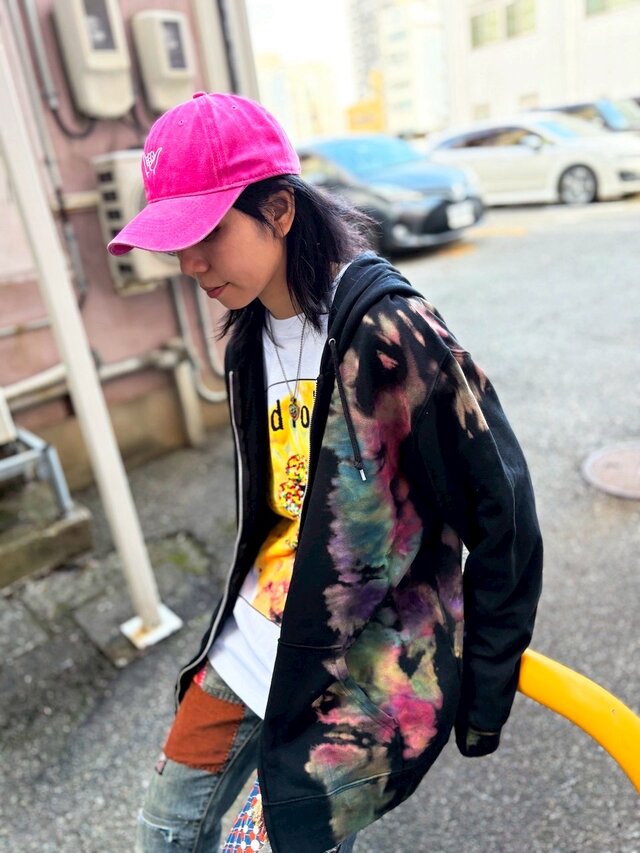 タイダイ ジップアップ フーディ カラフル×ブラック XXLサイズ HD25-08