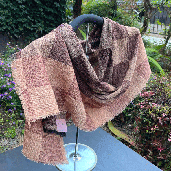 播州織柿渋染めストールK23095