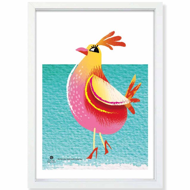 お気に入りのハイヒール 鳥 送料無料 イラスト A4〜A0 ポスター アート