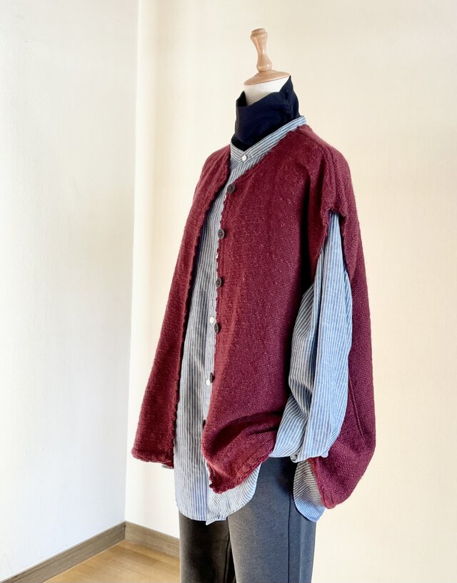 オフショルダーベスト彩（いろどり）シリーズ　ワインレッド