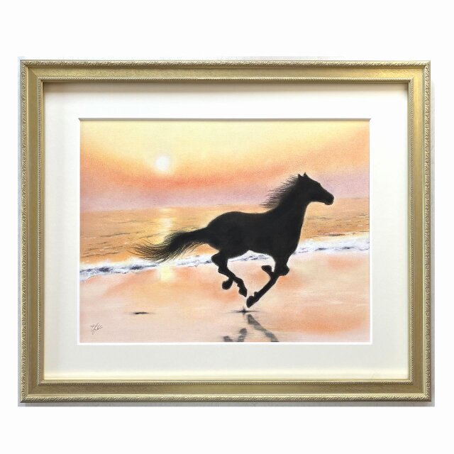 空と海と（パステル画　原画）　６号