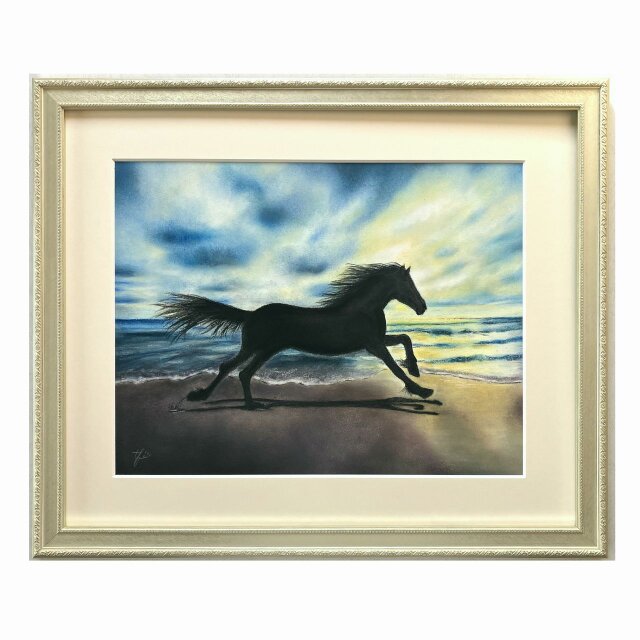 空と海と（パステル画　原画）　６号