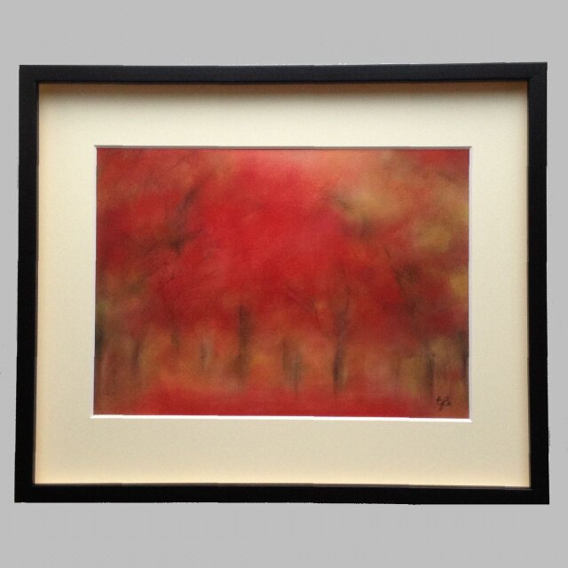 真っ赤な秋（パステル画　原画）４号