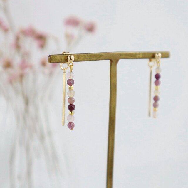 ピンクサファイアmix＜2way＞ピアス／イヤリング