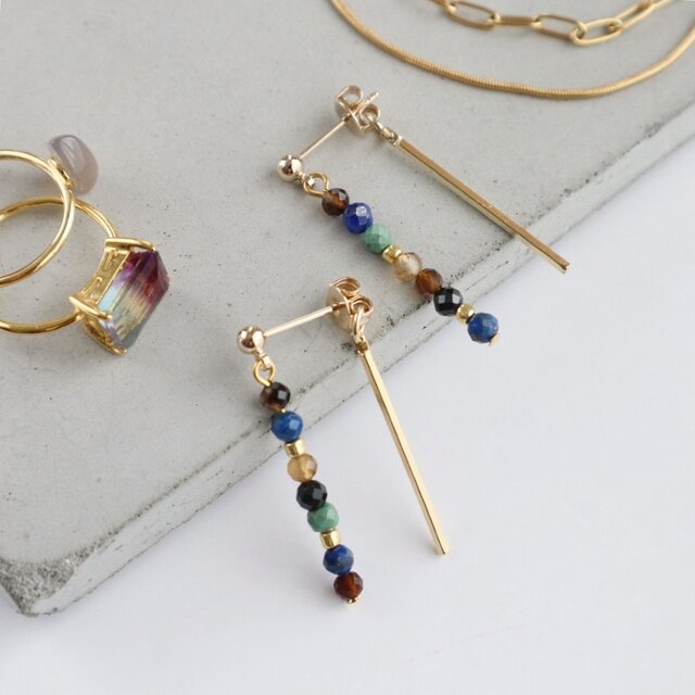 ラピスラズリmix＜2way＞ピアス／イヤリング