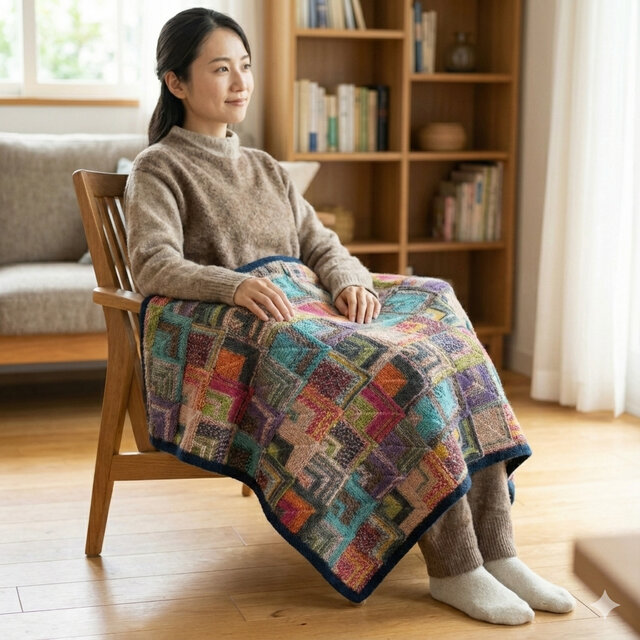 ドミノ編みのブランケット おくるみ 膝掛け 手編み OPAL | iichi 日々