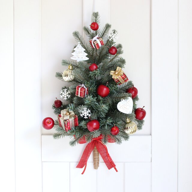 タータンチェックのプレゼントツリー　 〜赤とゴールドのナチュラルクリスマス〜　　R&yCH150