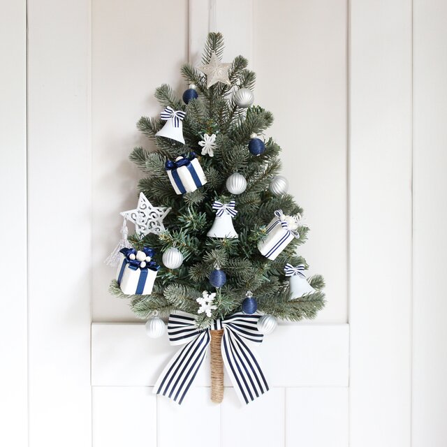 ネイビー & ホワイト Modern Christmas＊清らかな冬色のハンギングツリー R&yCH167