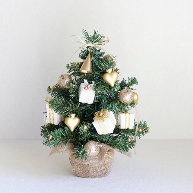 Gold Christmas Tree  　上品ホワイト×ゴールドのミニツリー（高さ40cm)　　R&yCH176