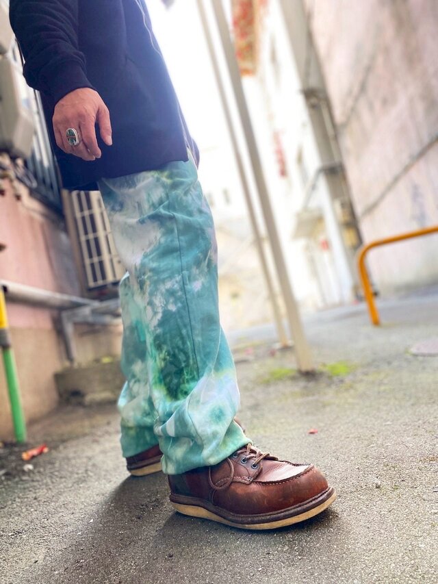 タイダイ スウェットパンツ XLサイズ グリーン ムラ染め HD25-10