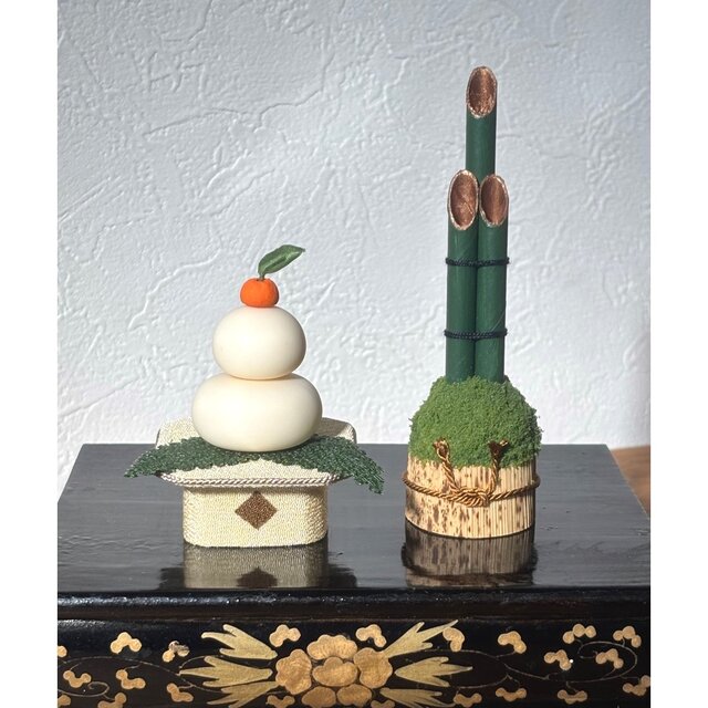 お正月飾り【苔山門松 ミニ】置物 上品 シンプル 縁起物 正月 おしゃれ