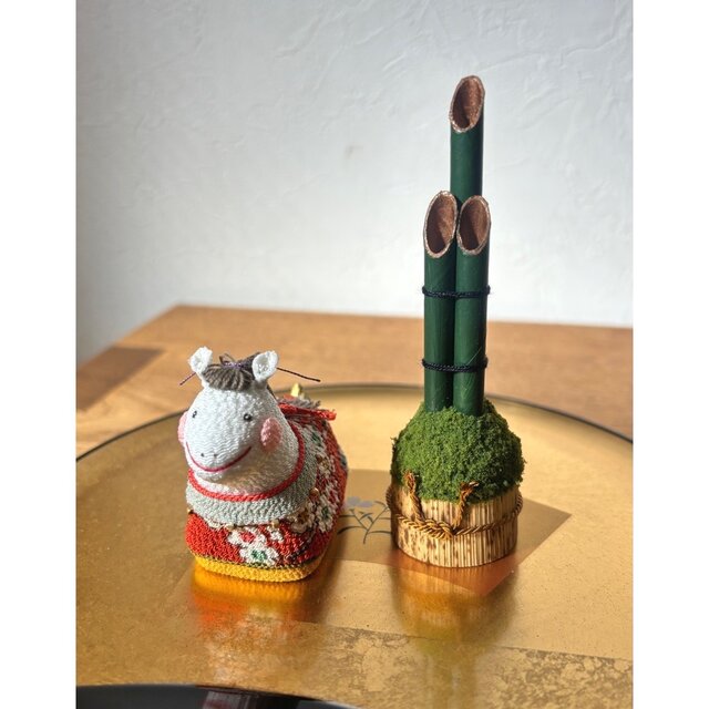 お正月飾り【苔山門松 ミニ】置物 上品 シンプル 縁起物 正月 おしゃれ