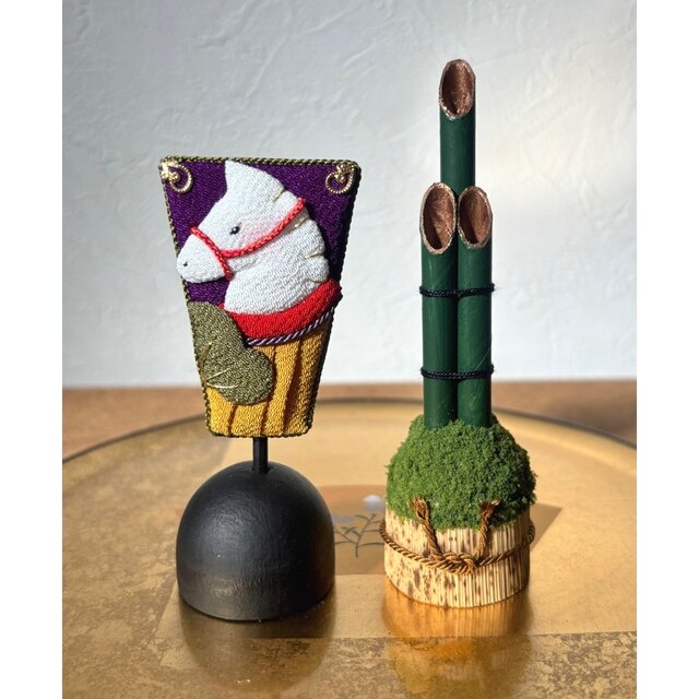 お正月飾り【苔山門松 ミニ】置物 上品 シンプル 縁起物 正月 おしゃれ