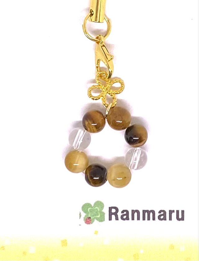 タイガーアイ/パワーストーン/天然石/誕生石/シック/大人可愛い/ストラップ/キーホルダー⭐️