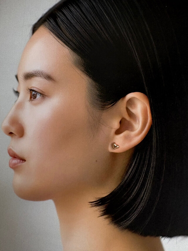 ♡選べるプラチナPT900/K18 付けっぱなし小粒ぷっくりハート毎日付け