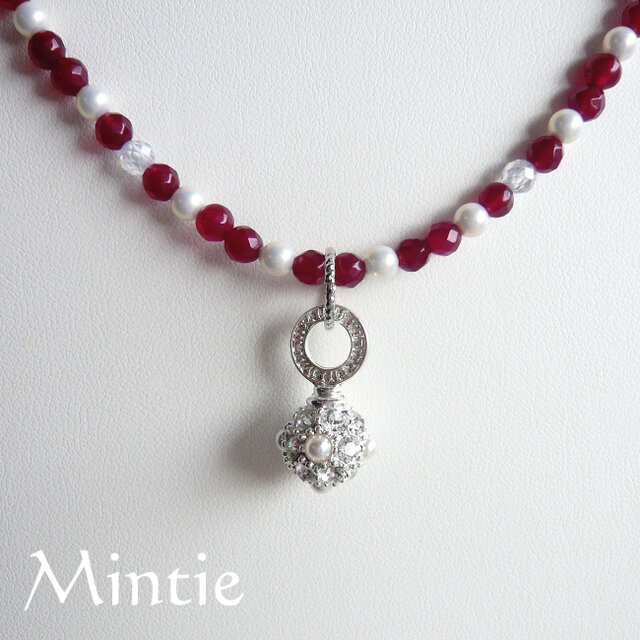 一点もの2wayネックレス★ガーネットとパールとパヴェ