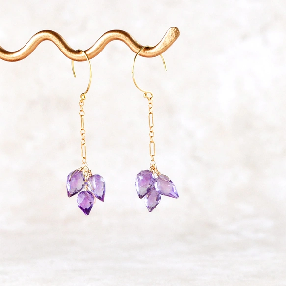 Amethyst Petite Bouquet アメジストフラワーバドピアス 14kgf | iichi