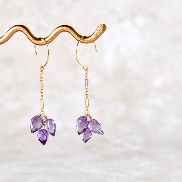 Amethyst Petite Bouquet アメジストフラワーバドピアス 14kgf | iichi