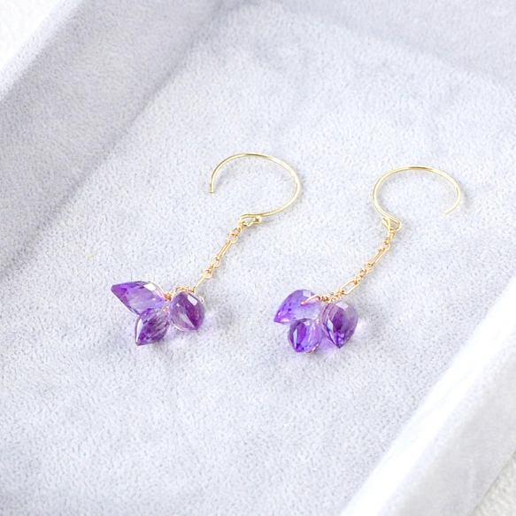 Amethyst Petite Bouquet アメジストフラワーバドピアス 14kgf | iichi