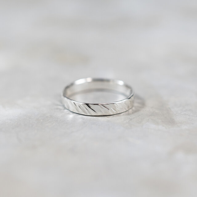 シルバーフラットリング 3.0mm幅 斜槌目｜FA-1178