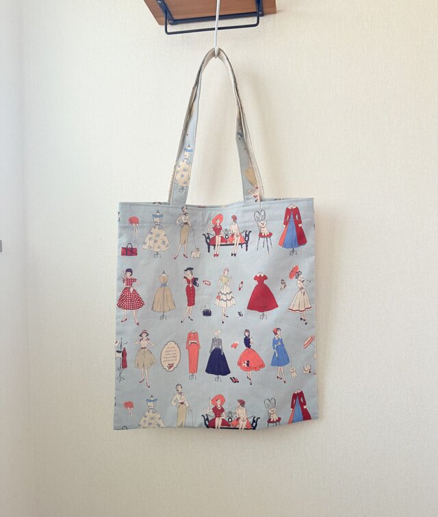 大きなフラットトートバッグ（ブルー）