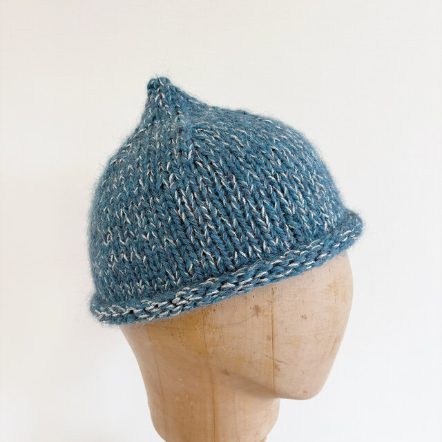 キ*ヨ様 ヤフRR807/Y・A・R・N/ヤーン　ニットハット　ブルー系　頭周 pointy hat(ポインティーハット)-silver blue | iichi 日々の暮らしを