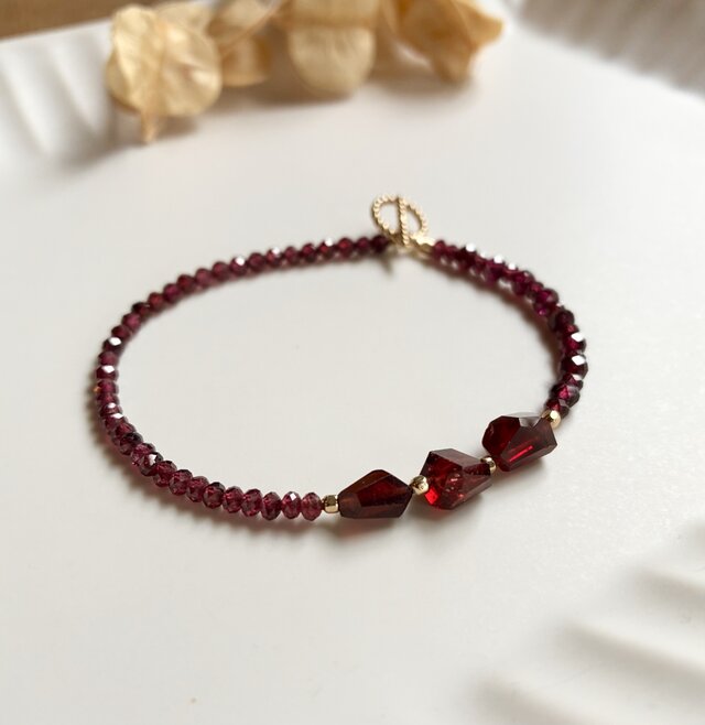 ガーネットのブレスレット_14kgf