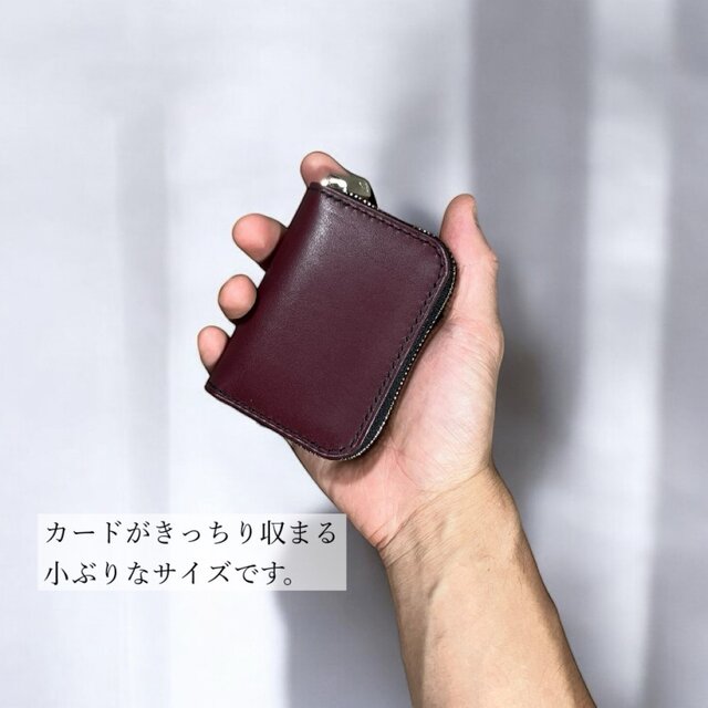 未使用 ラウンドジップウォレット ハンドメイド イタリアンレザー maine ラウンドジップミニ財布(ブルー×チョコ) ミニマリスト イタリアン