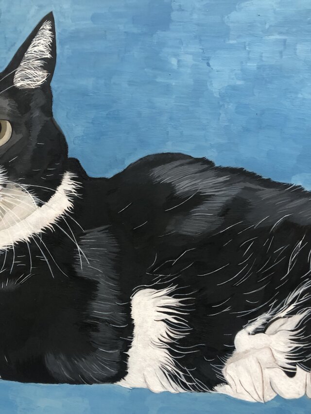 雪豹　ゲン　猫　原画 原画：宙を歩く～光を知った猫～（サイズ：F8号（額縁含む 横450mm×縦