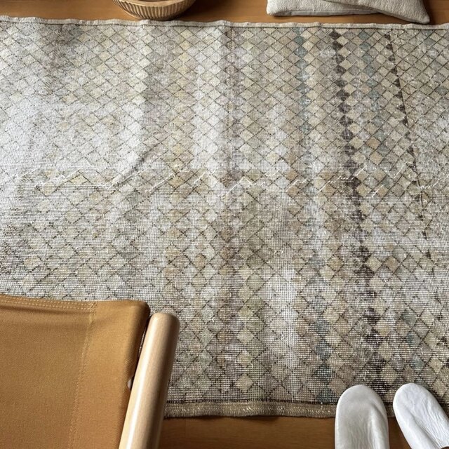 69×108ヌードベージュ 擦れシャビーオリエンタルな柄 トルコ